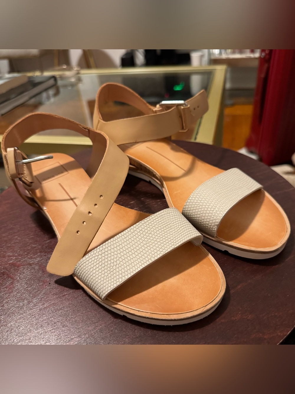 Dolce Vita Two-Tone Beige and Cream Open-Toe Sandals
